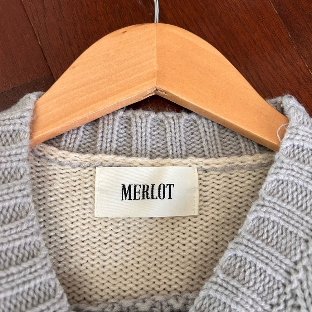MERLOT Random Stitch Loose Knit color block sweater one size purchased in Japan - Picture 8 of 15
